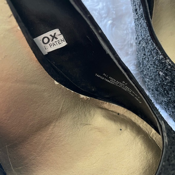 WOMEN’S MOSSIMO SPARKLE GLITTER BLACK STILETTOS HEELS - Picture 13 of 14